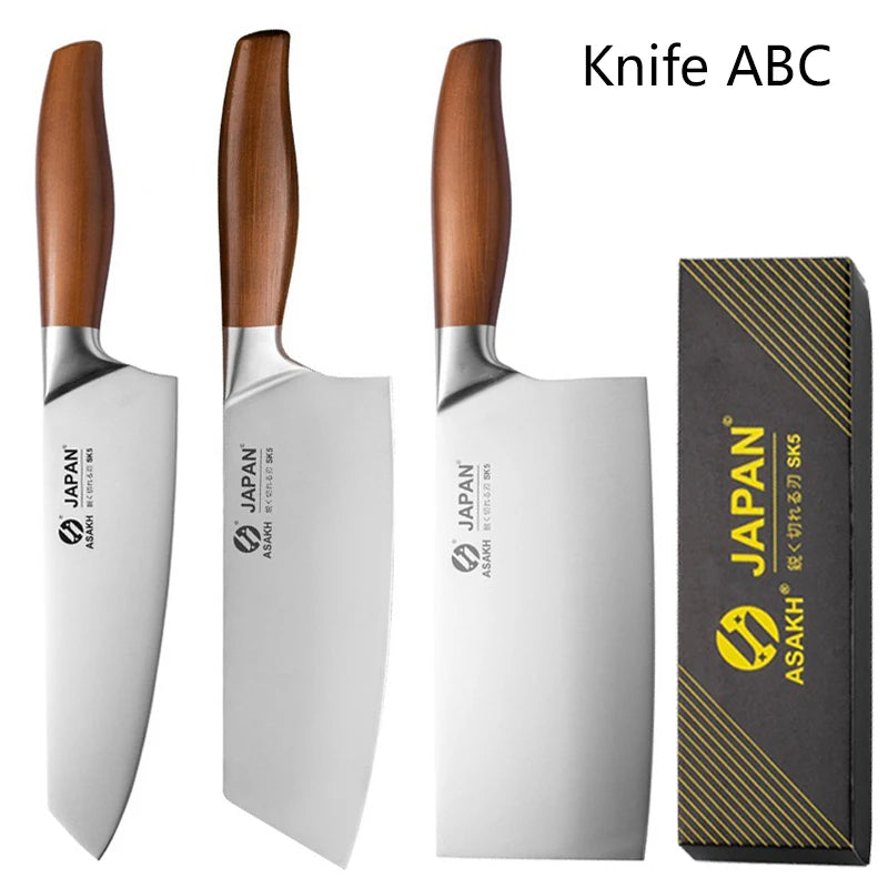 Japanese Kitchen Knife Set – Chef, Santoku, Cleaver, Fillet & Sushi Knives