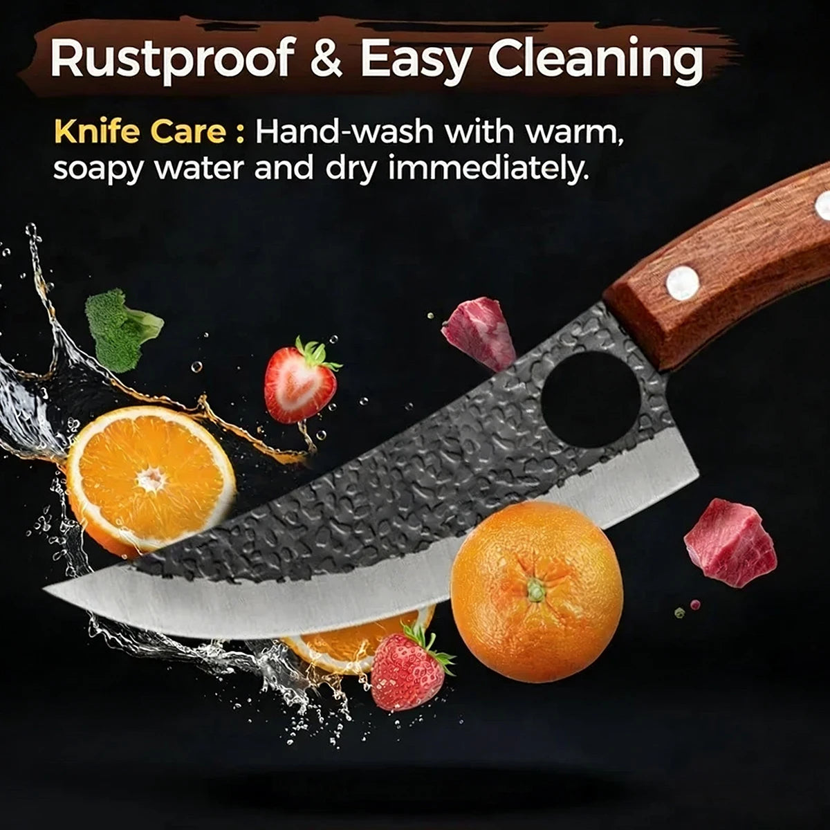 Professional Hand Forged Butcher Knife – Full Tang Stainless Steel Boning & Meat Cutter