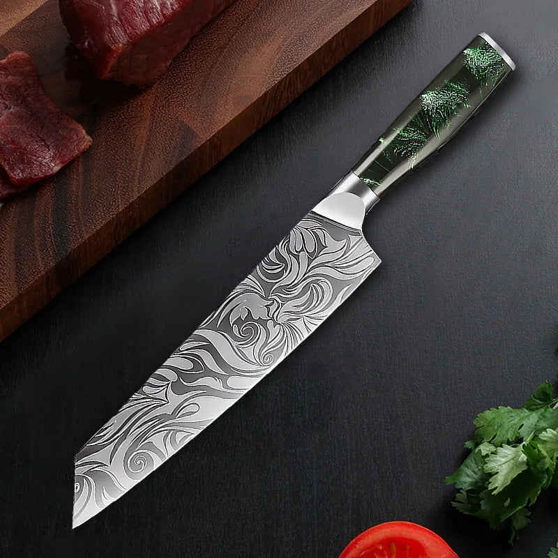 Japanese Chef Knife Damascus Pattern – Premium Kitchen Utility Knife