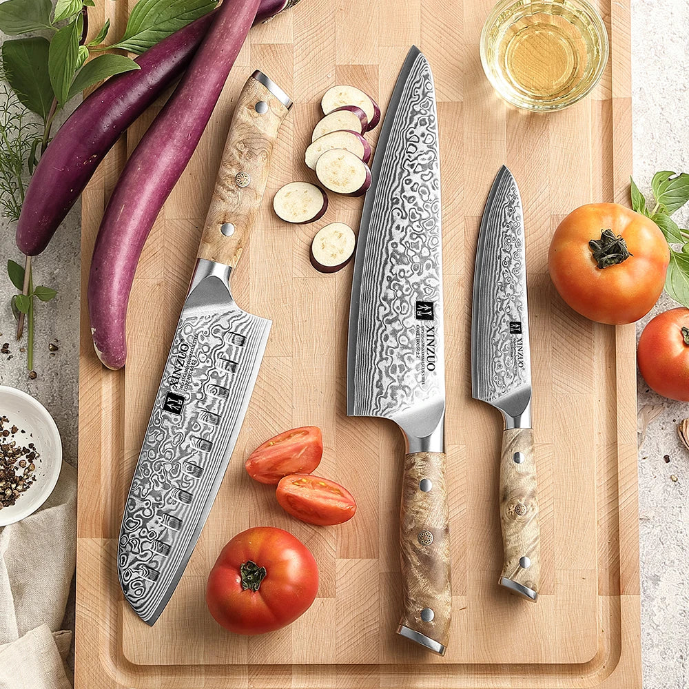 67 Layer Damascus Knife Set | Premium Chef, Santoku & Utility Knives