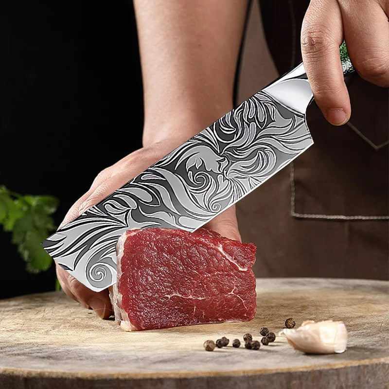 Japanese Chef Knife Damascus Pattern – Premium Kitchen Utility Knife