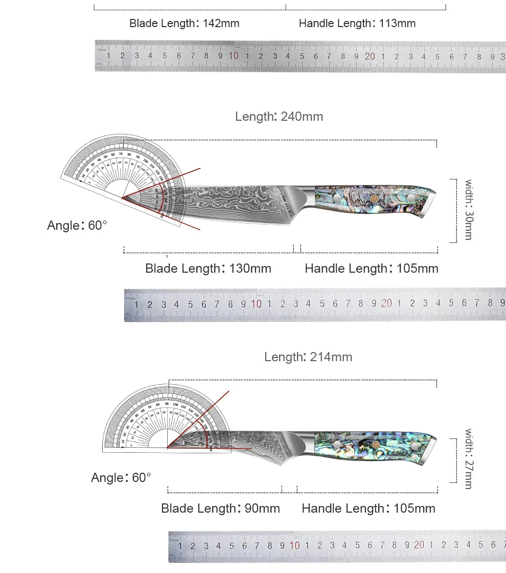 67 Layer Damascus Steel Kitchen Knife Set – Japanese VG10 Style Chef & Vegetable Knives