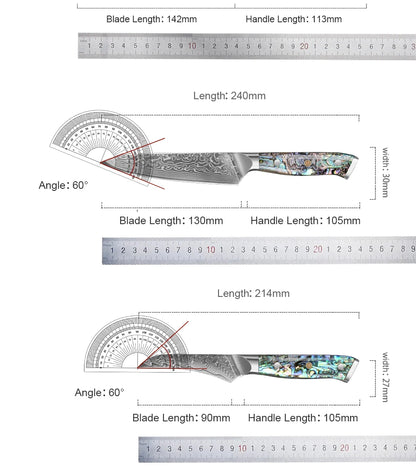 67 Layer Damascus Steel Kitchen Knife Set – Japanese VG10 Style Chef & Vegetable Knives