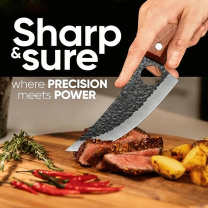 Professional Hand Forged Butcher Knife – Full Tang Stainless Steel Boning & Meat Cutter