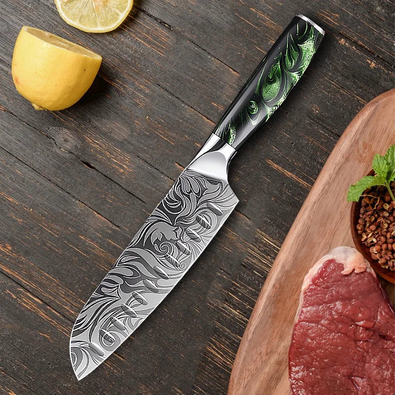 Japanese Chef Knife Damascus Pattern – Premium Kitchen Utility Knife