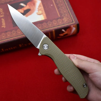 Premium D2 Folding Pocket Knife – Lightweight Outdoor EDC with Nylon Fibre Handle