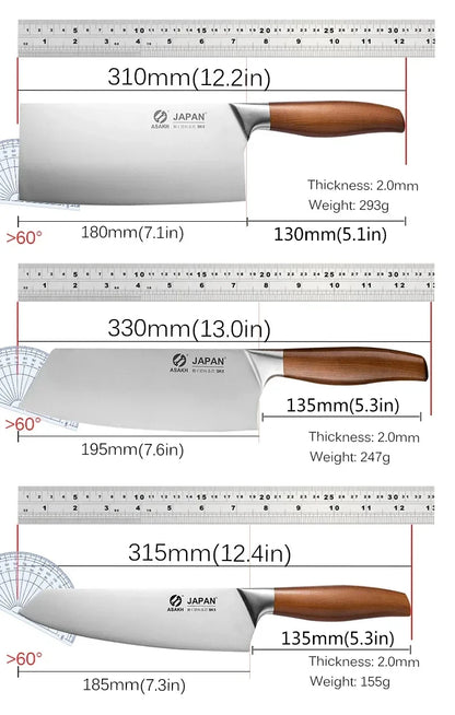 Japanese Kitchen Knife Set – Chef, Santoku, Cleaver, Fillet & Sushi Knives
