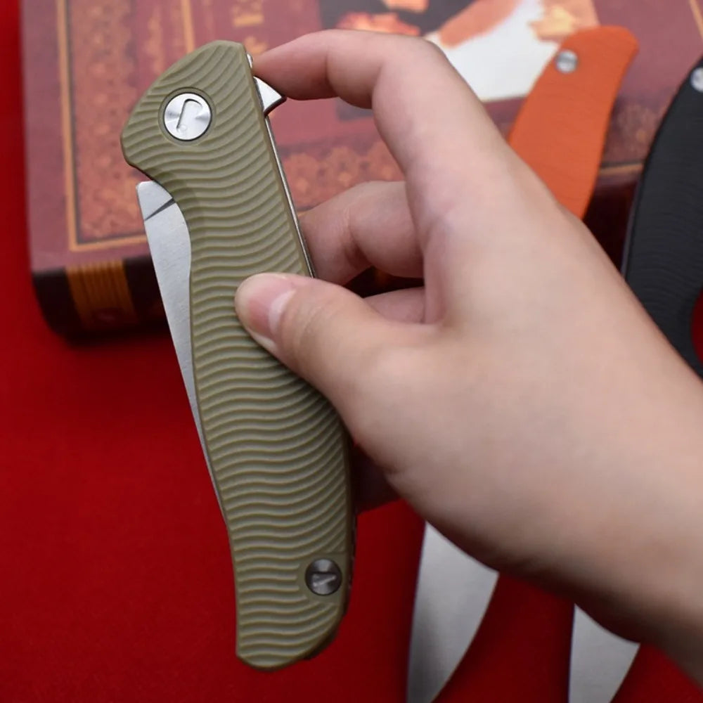 Premium D2 Folding Pocket Knife – Lightweight Outdoor EDC with Nylon Fibre Handle