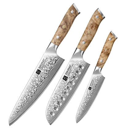 67 Layer Damascus Knife Set | Premium Chef, Santoku & Utility Knives