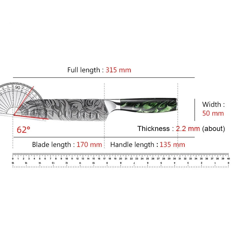 Japanese Chef Knife Damascus Pattern – Premium Kitchen Utility Knife