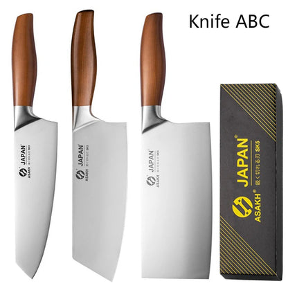 Japanese Kitchen Knife Set – Chef, Santoku, Cleaver, Fillet & Sushi Knives