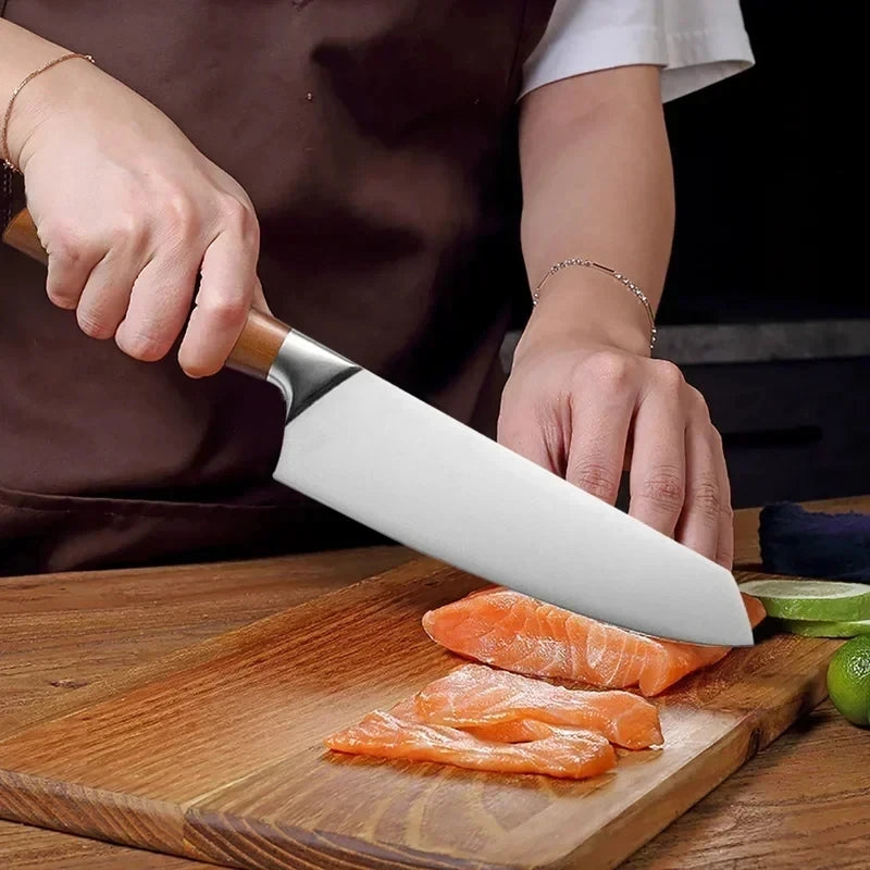 Japanese Kitchen Knife Set – Chef, Santoku, Cleaver, Fillet & Sushi Knives