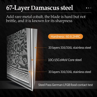 67 Layer Damascus Knife Set | Premium Chef, Santoku & Utility Knives