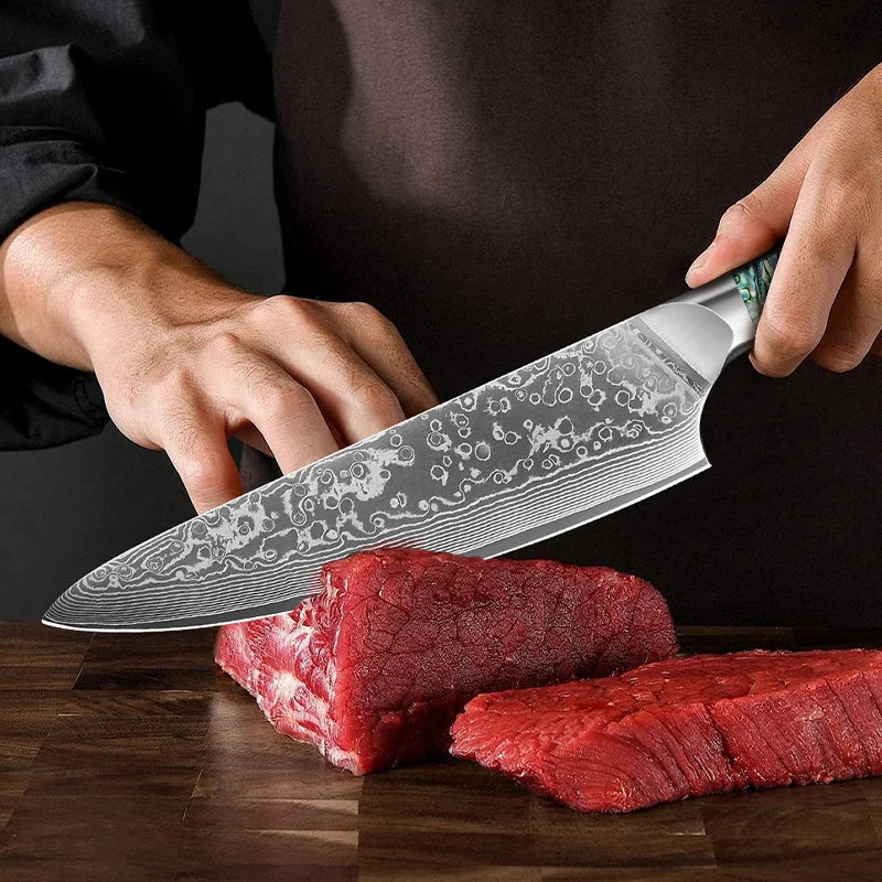 67 Layer Damascus Steel Kitchen Knife Set – Japanese VG10 Style Chef & Vegetable Knives