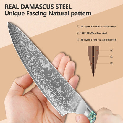 67 Layer Damascus Steel Kitchen Knife Set – Japanese VG10 Style Chef & Vegetable Knives