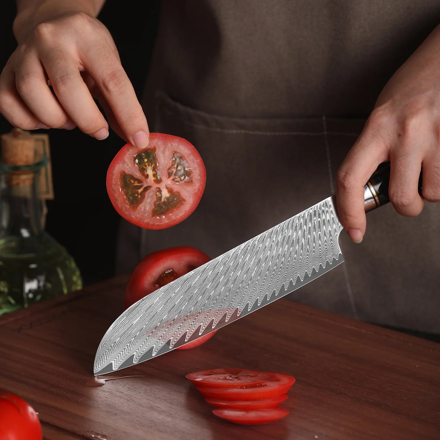 67 Layer VG10 Damascus Steel Chef Knife Set – Blue Resin & Wood Handle