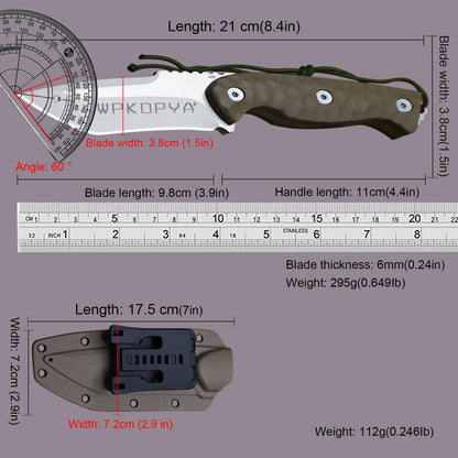 Outdoor Survival Knife with 440C Steel Blade – Full Tang Bushcraft & Camping Knife
