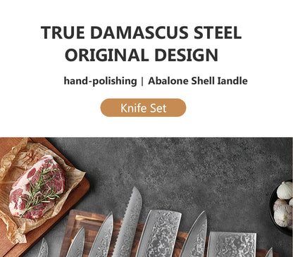 67 Layer Damascus Steel Kitchen Knife Set – Japanese VG10 Style Chef & Vegetable Knives