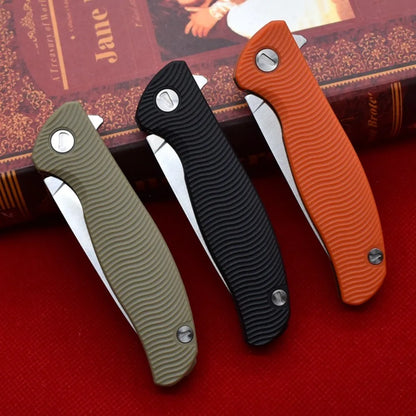 Premium D2 Folding Pocket Knife – Lightweight Outdoor EDC with Nylon Fibre Handle