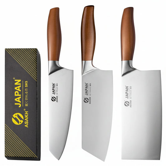Japanese Kitchen Knife Set – Chef, Santoku, Cleaver, Fillet & Sushi Knives