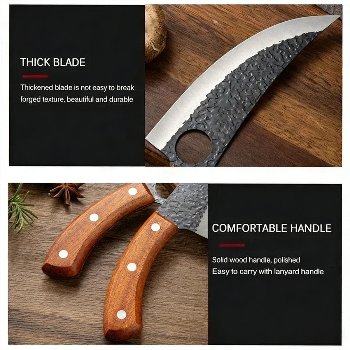 Professional Hand Forged Butcher Knife – Full Tang Stainless Steel Boning & Meat Cutter