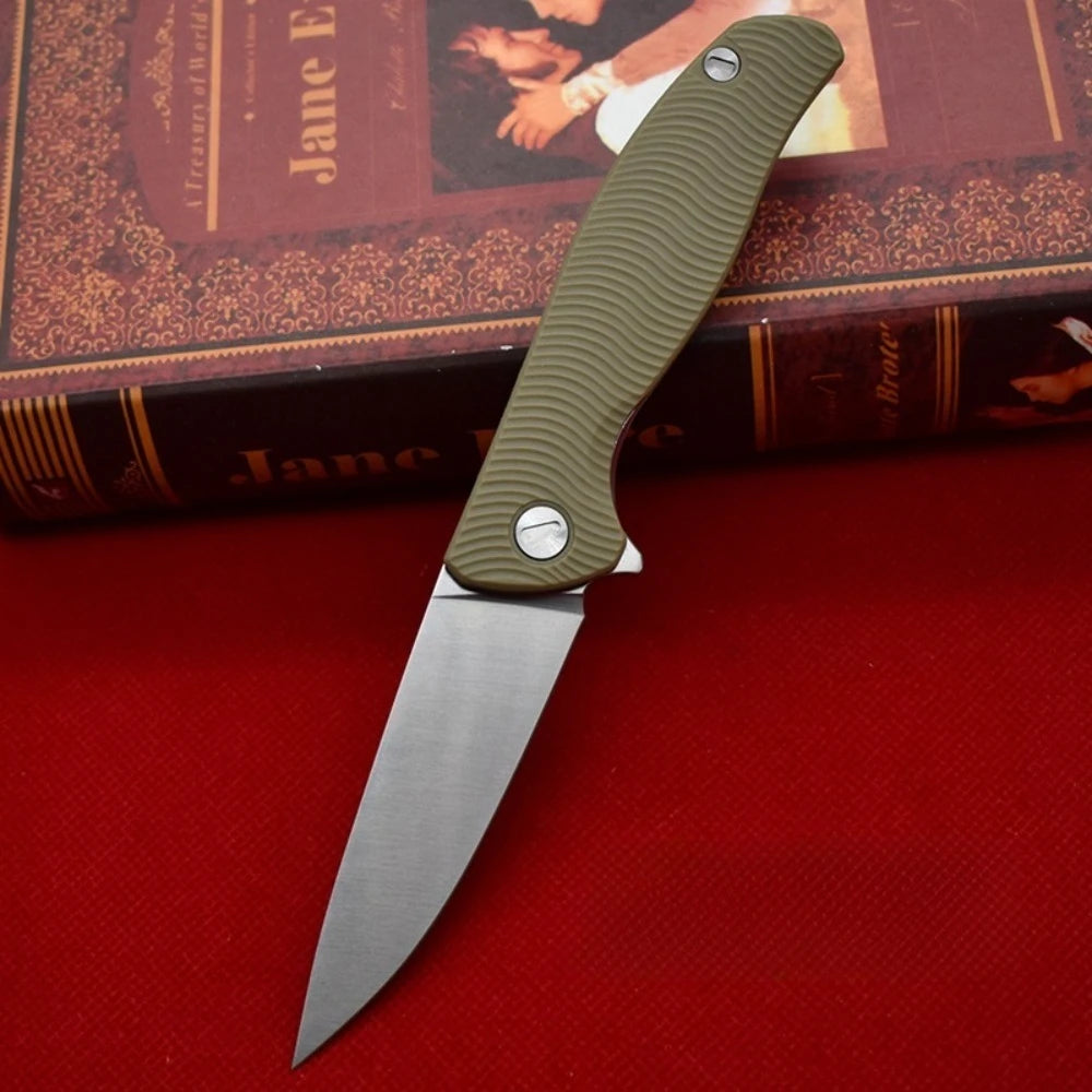 Premium D2 Folding Pocket Knife – Lightweight Outdoor EDC with Nylon Fibre Handle