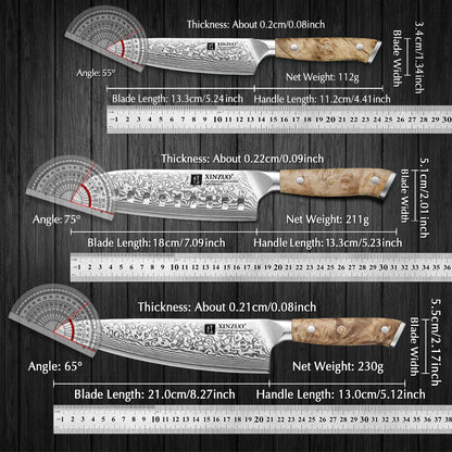 67 Layer Damascus Knife Set | Premium Chef, Santoku & Utility Knives