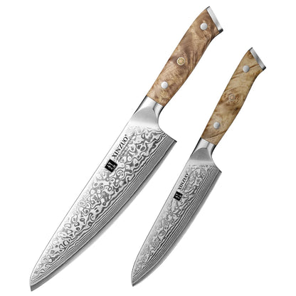 67 Layer Damascus Knife Set | Premium Chef, Santoku & Utility Knives