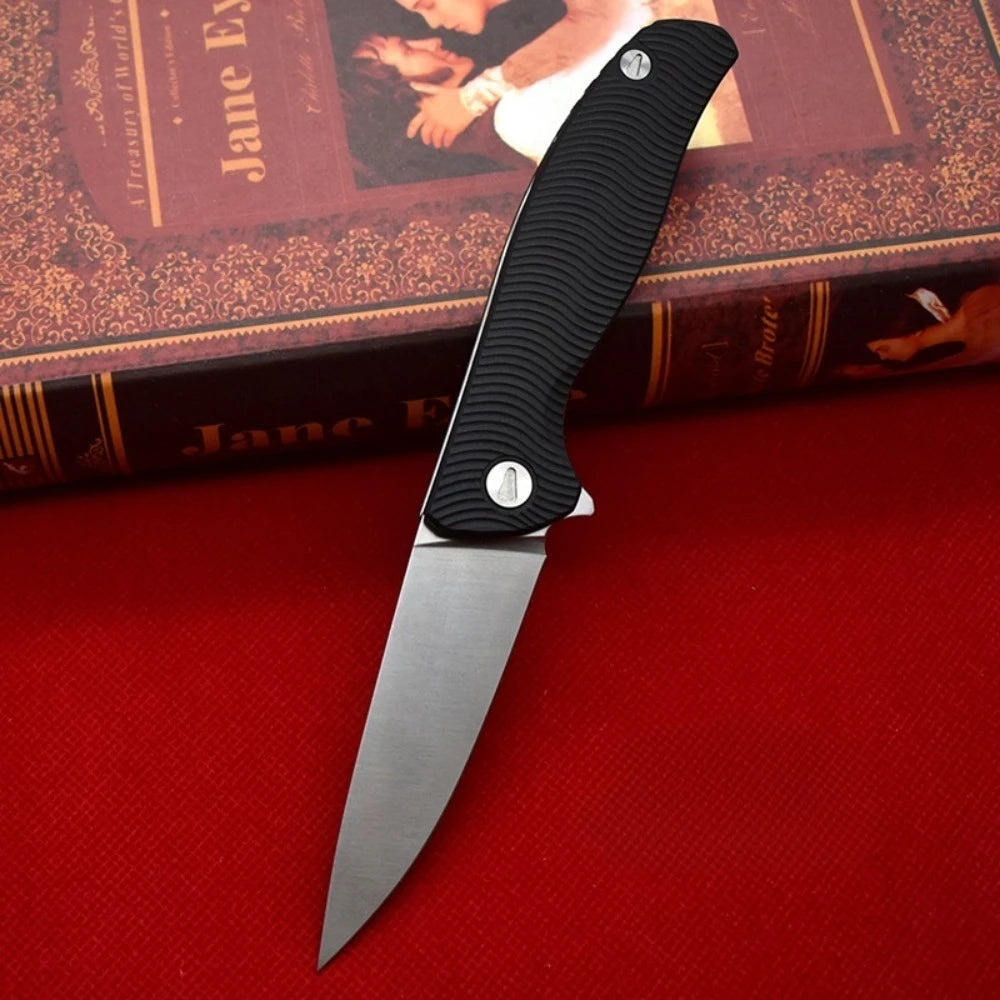Premium D2 Folding Pocket Knife – Lightweight Outdoor EDC with Nylon Fibre Handle