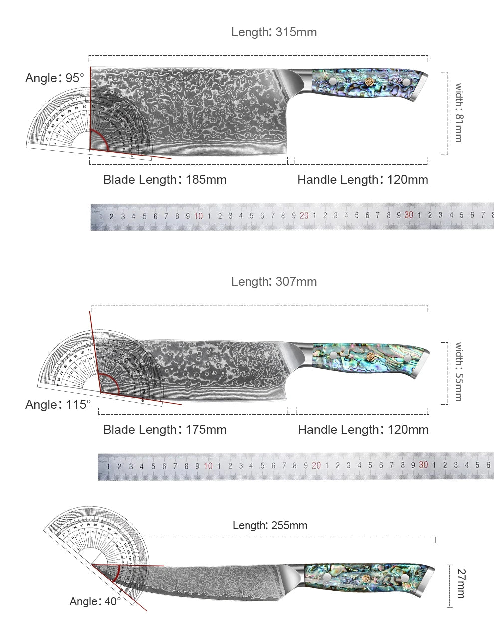 67 Layer Damascus Steel Kitchen Knife Set – Japanese VG10 Style Chef & Vegetable Knives